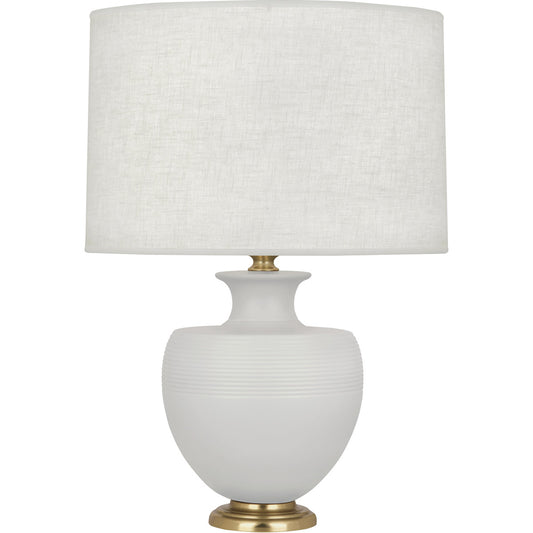 Robert Abbey  Michael Berman Matte Dove Michael Berman Atlas Table Lamp in Matte Dove Glazed Ceramic with Modern Brass Accents MDV21