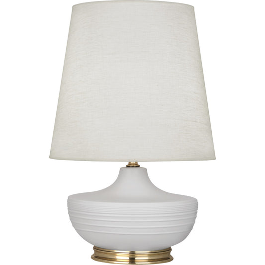 Robert Abbey  Michael Berman Matte Dove Michael Berman Nolan Table Lamp in Matte Dove Glazed Ceramic with Modern Brass Accents MDV24