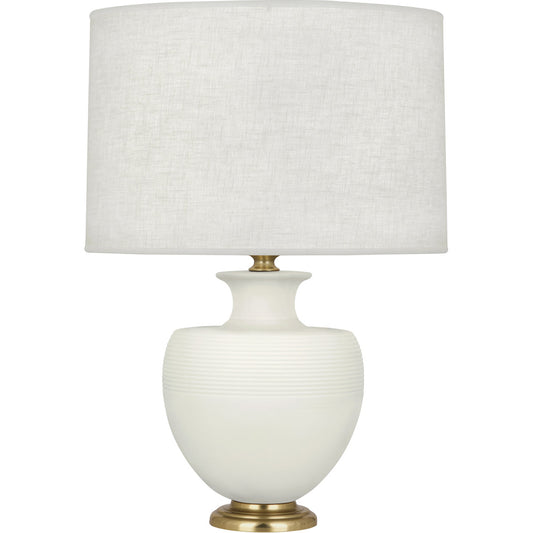 Robert Abbey  Michael Berman Matte Lily Michael Berman Atlas Table Lamp in Matte Lily Glazed Ceramic with Modern Brass Accents MLY21