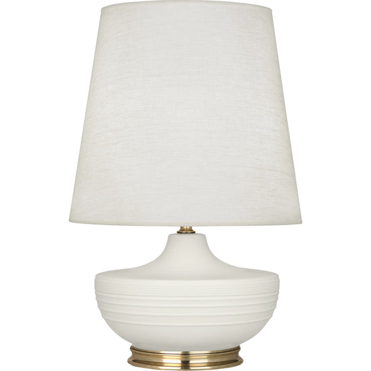 Robert Abbey  Michael Berman Matte Lily Michael Berman Nolan Table Lamp in Matte Lily Glazed Ceramic with Modern Brass Accents MLY24