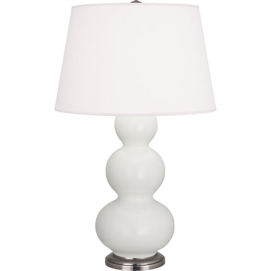 Robert Abbey  Matte Lily Triple Gourd Table Lamp in Matte Lily Glazed Ceramic with Antique Silver Finished Accents MLY42