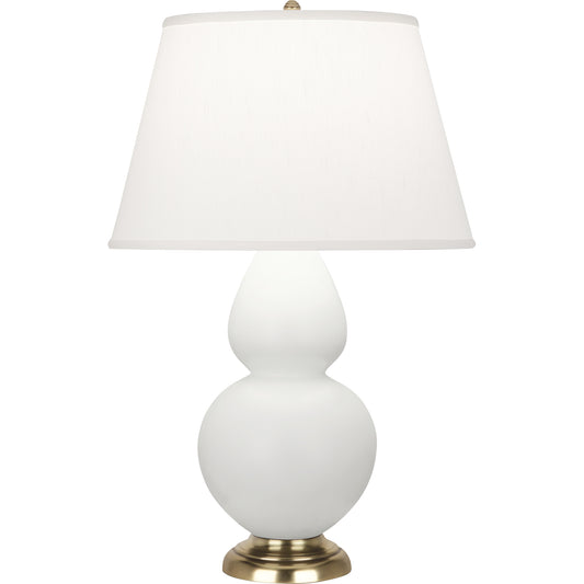 Robert Abbey  Matte Lily Double Gourd Table Lamp in Matte Lily Glazed Ceramic with Antique Natural Brass Finished Accents MLY55