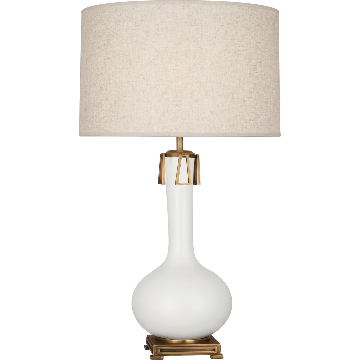 Robert Abbey  Matte Lily Athena Table Lamp in Matte Lily Glazed Ceramic with Aged Brass Accents MLY92