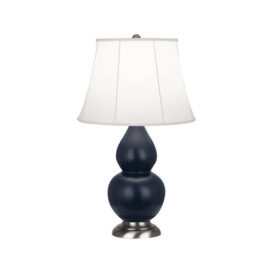 Robert Abbey  Midnight Small Double Gourd Accent Lamp in Matte Midnight Blue Glazed Ceramic with Antique Silver Finished Accents MMB12