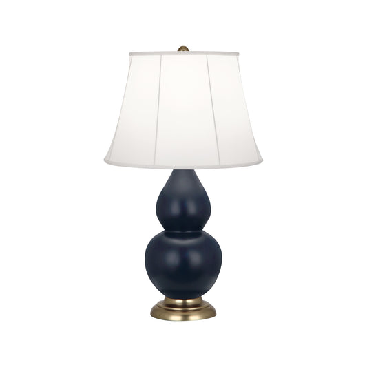 Robert Abbey  Matte Midnight Blue Small Double Gourd Accent Lamp in Matte Midnight Blue Glazed Ceramic with Antique Brass Finished Accents MMB14