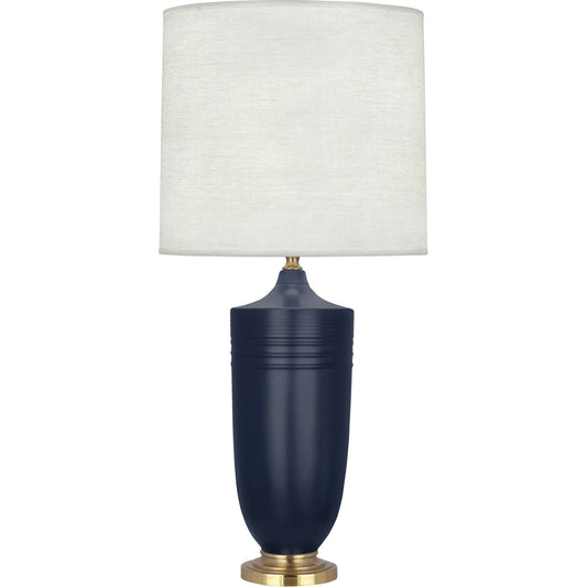 Robert Abbey  Michael Berman Matte Midnight Blue Michael Berman Hadrian Table Lamp in Matte Midnight Blue Glazed Ceramic and Modern Brass Accents MMB27