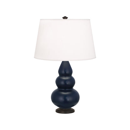 Robert Abbey  Matte Midnight Blue Small Triple Gourd Accent Lamp in Matte Midnight Blue Glazed Ceramic with Deep Patina Bronze Finished Accents MMB31