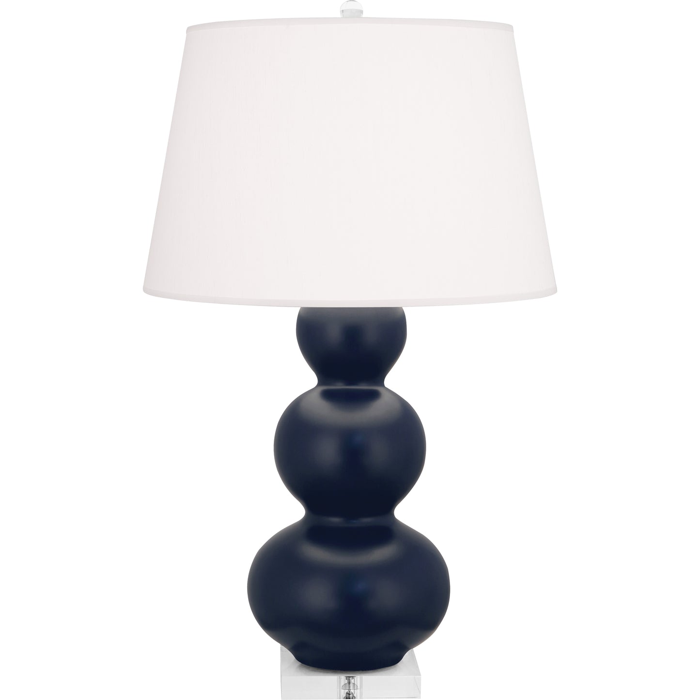 Robert Abbey  Matte Midnight Blue Triple Gourd Table Lamp in Matte Midnight Blue Glazed Ceramic with Lucite Base MMB43