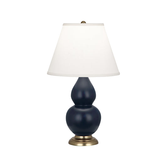 Robert Abbey  Matte Midnight Blue Small Double Gourd Accent Lamp in Matte Midnight Blue Glazed Ceramic with Antique Brass Finished Accents MMB50