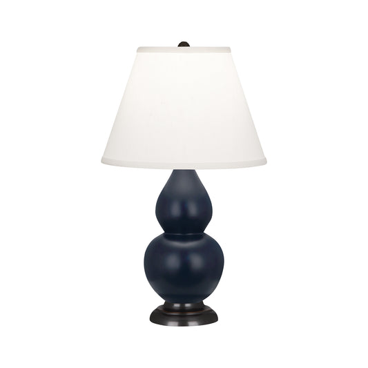 Robert Abbey  Matte Midnight Blue Small Double Gourd Accent Lamp in Matte Midnight Blue Glazed Ceramic with Bronze Finished Accents MMB51