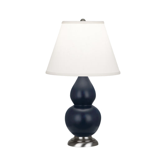 Robert Abbey  Matte Midnight Blue Small Double Gourd Accent Lamp in Matte Midnight Blue Glazed Ceramic with Antique Silver Finished Accents MMB52