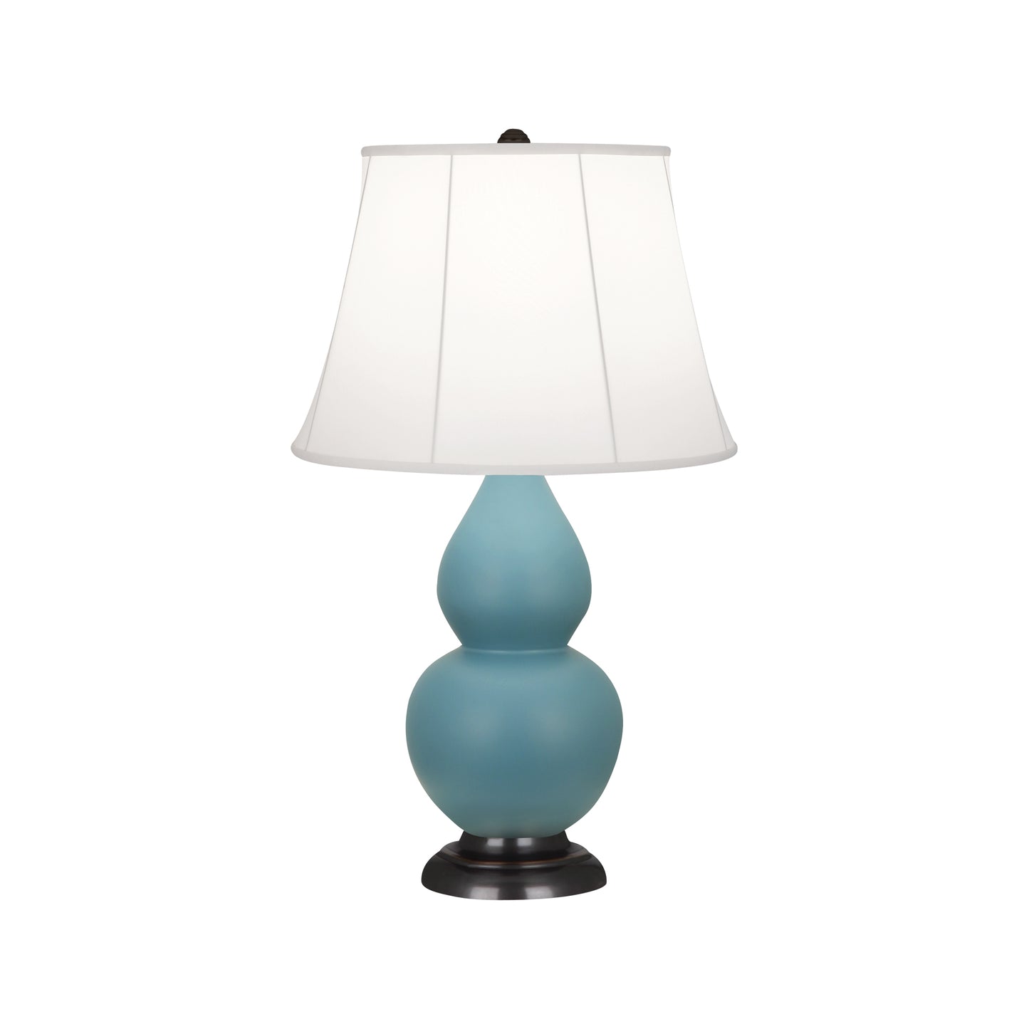 Robert Abbey  Matte Steel Blue Small Double Gourd Accent Lamp in Matte Steel Blue Glazed Ceramic with Bronze Finished Accents MOB11