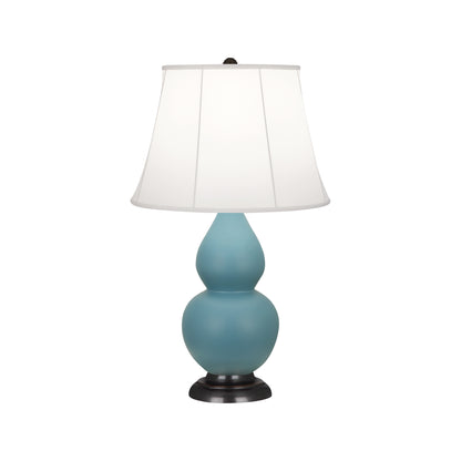 Robert Abbey  Matte Steel Blue Small Double Gourd Accent Lamp in Matte Steel Blue Glazed Ceramic with Bronze Finished Accents MOB11