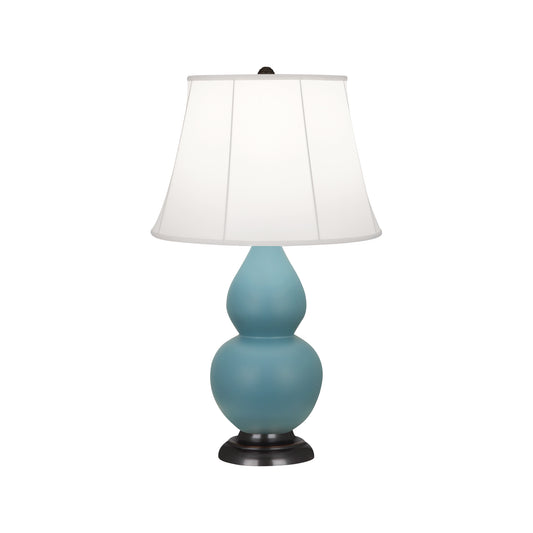 Robert Abbey  Matte Steel Blue Small Double Gourd Accent Lamp in Matte Steel Blue Glazed Ceramic with Bronze Finished Accents MOB11