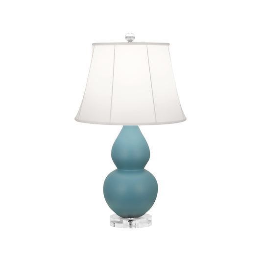 Robert Abbey  Matte Steel Blue Small Double Gourd Accent Lamp in Matte Steel Blue Glazed Ceramic with Lucite Base MOB13