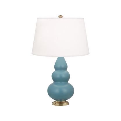 Robert Abbey  Matte Steel Blue Small Triple Gourd Accent Lamp in Matte Steel Blue Glazed Ceramic with Antique Brass Finished Accents MOB30