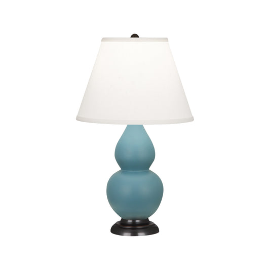 Robert Abbey  Matte Steel Blue Small Double Gourd Accent Lamp in Matte Steel Blue Glazed Ceramic with Bronze Finished Accents MOB51