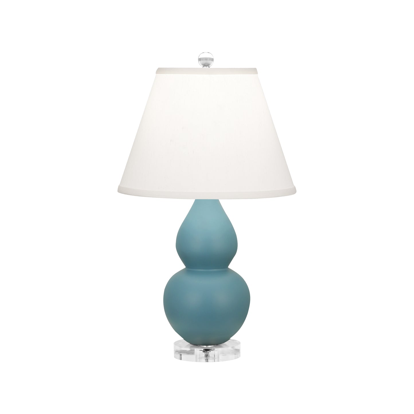 Robert Abbey  Matte Steel Blue Small Double Gourd Accent Lamp in Matte Steel Blue Glazed Ceramic with Lucite Base MOB53