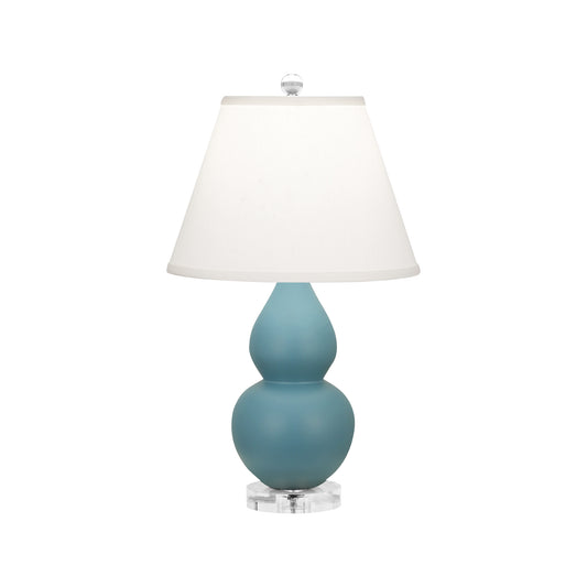 Robert Abbey  Matte Steel Blue Small Double Gourd Accent Lamp in Matte Steel Blue Glazed Ceramic with Lucite Base MOB53