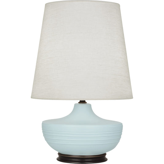 Robert Abbey  Michael Berman Matte Sky Blue Michael Berman Nolan Table Lamp in Matte Sky Blue Glazed Ceramic with Deep Patina Bronze Accents MSB25