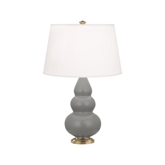 Robert Abbey  Matte Smoky Taupe Small Triple Gourd Accent Lamp in Matte Smoky Taupe Glazed Ceramic with Antique Natural Brass Finished Accents MST30