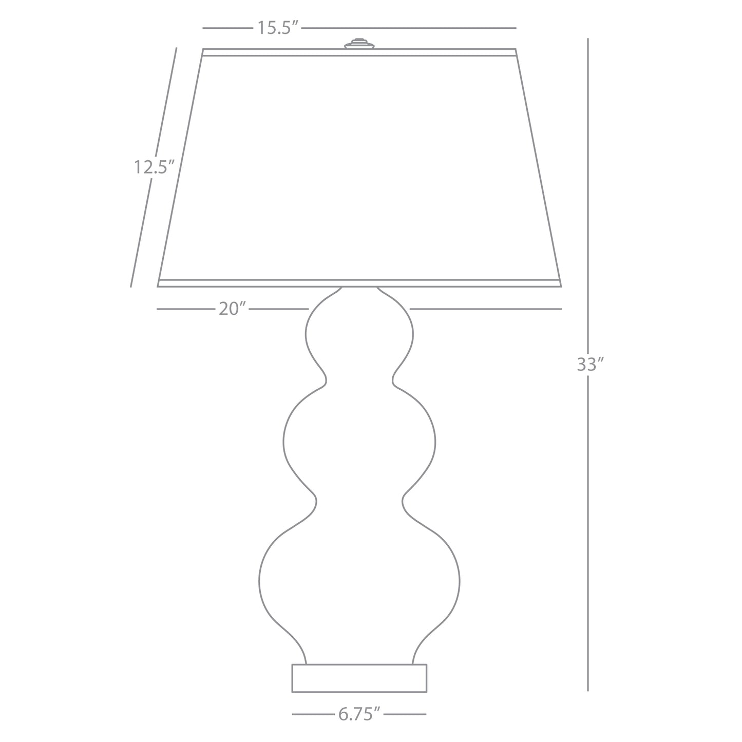 Robert Abbey  Matte Smoky Taupe Triple Gourd Table Lamp in Matte Smoky Taupe Glazed Ceramic with Lucite Base MST43