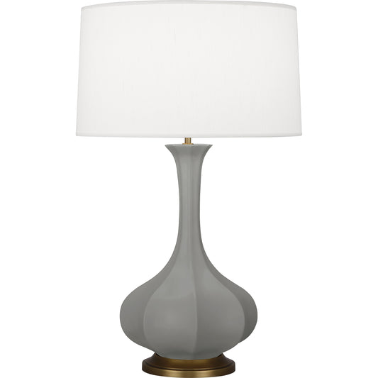 Robert Abbey  Matte Smoky Taupe Pike Table Lamp in Matte Smoky Taupe Glazed Ceramic with Aged Brass Accents MST94