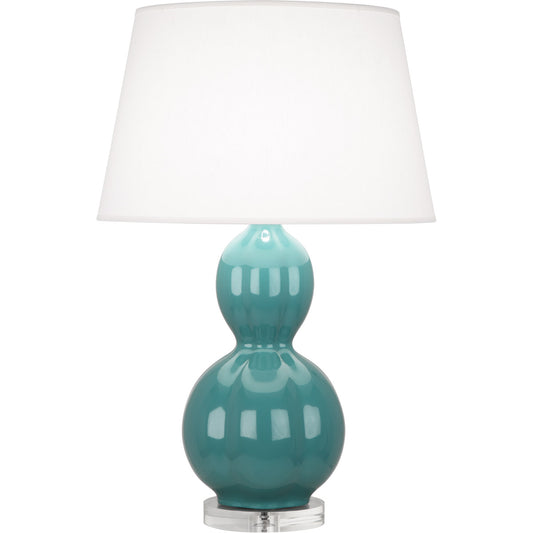 Robert Abbey  Williamsburg Williamsburg Randolph Table Lamp in Blue Green Glazed Ceramic with Lucite Base MT997