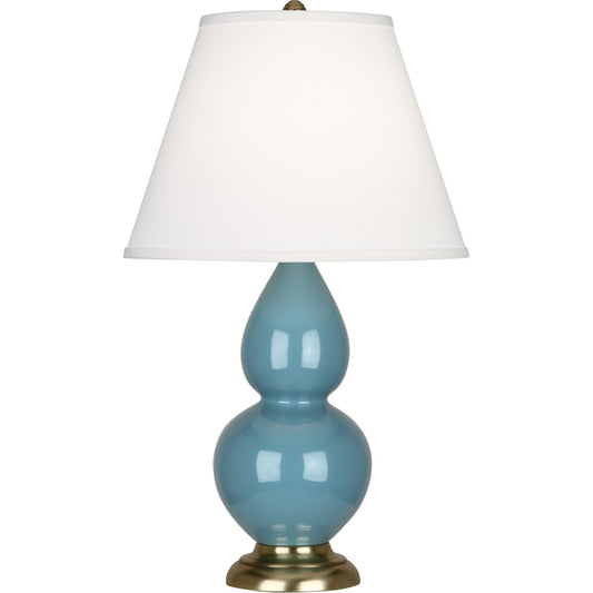 Robert Abbey  Steel Blue Small Double Gourd Accent Lamp in Steel Blue Glazed Ceramic with Antique Brass Finished Accents OB10X