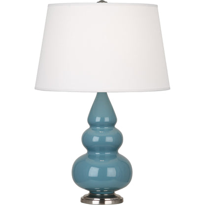 Robert Abbey  Steel Blue Small Triple Gourd Accent Lamp in Steel Blue Glazed Ceramic with Antique Silver Finished Accents OB32X