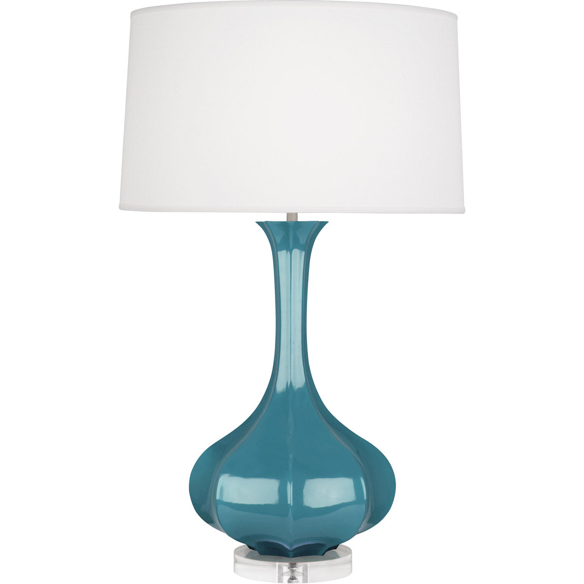 Robert Abbey  Steel Blue Pike Table Lamp in Steel Blue Glazed Ceramic with Lucite Base OB996