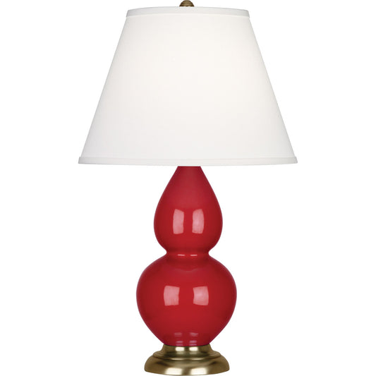 Robert Abbey  Ruby Red Small Double Gourd Accent Lamp in Ruby Red Glazed Ceramic with Antique Brass Finished Accents RR10X