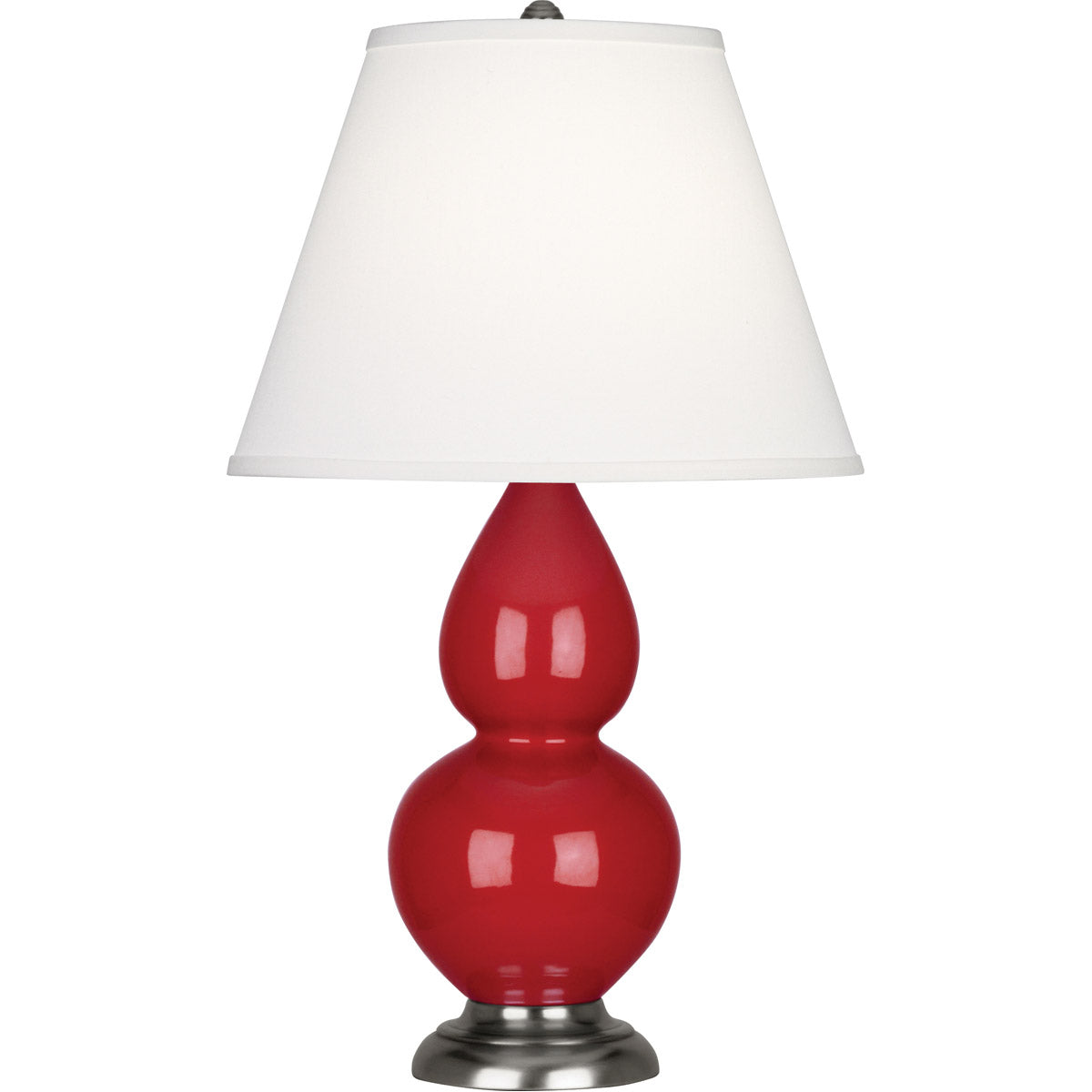 Robert Abbey  Ruby Red Small Double Gourd Accent Lamp in Ruby Red Glazed Ceramic with Antique Silver Finished Accents RR12X