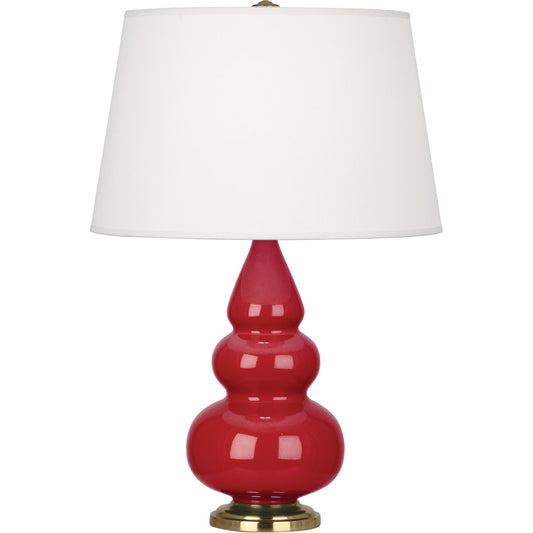 Robert Abbey  Ruby Red Small Triple Gourd Accent Lamp in Ruby Red Glazed Ceramic with Antique Brass Finished Accents RR30X