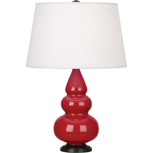 Robert Abbey  Ruby Red Small Triple Gourd Accent Lamp in Ruby Red Glazed Ceramic with Deep Patina Bronze Finished Accents RR31X