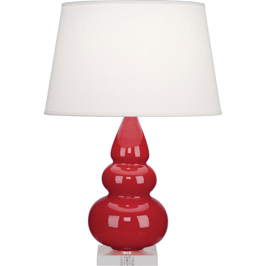 Robert Abbey  Ruby Red Small Triple Gourd Accent Lamp in Ruby Red Glazed Ceramic with Lucite Base RR33X