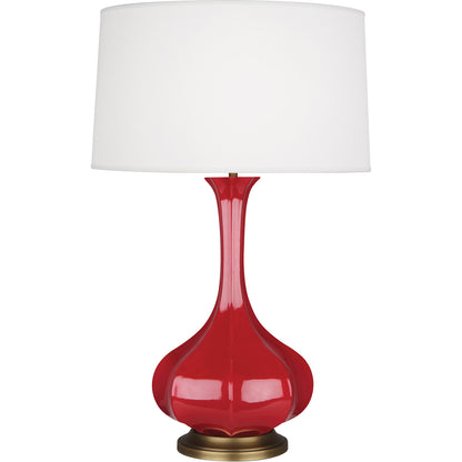 Robert Abbey  Ruby Red Pike Table Lamp in Ruby Red Glazed Ceramic with Aged Brass Accents RR994