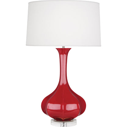 Robert Abbey  Ruby Red Pike Table Lamp in Ruby Red Glazed Ceramic with Lucite Base RR996