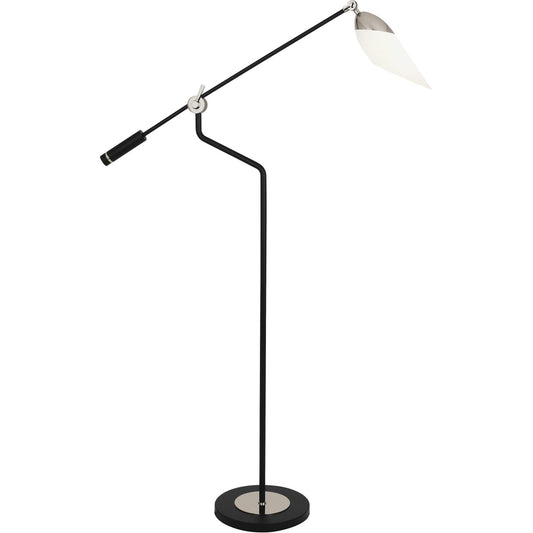 Robert Abbey  Ferdinand Floor Lamp in Matte Black Painted Finish with Polished Nickel Accents S1211