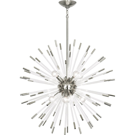 Robert Abbey  Andromeda Chandelier in Polished Nickel with Clear Acrylic Rods S166