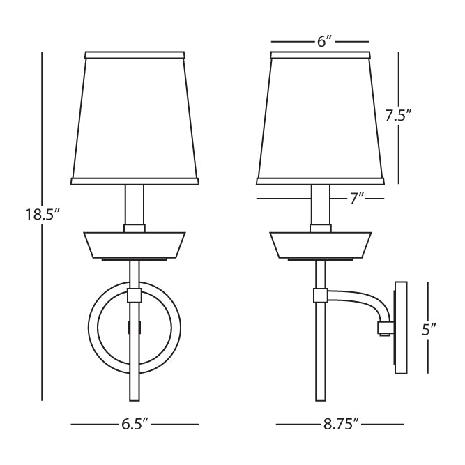 Robert Abbey  Cristallo Wall Sconce in Polished Nickel with Smoke Crystal Accents S629