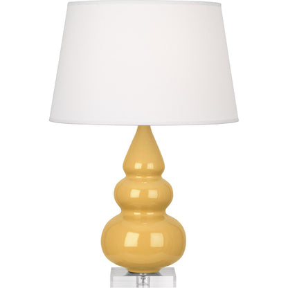 Robert Abbey  Sunset Small Triple Gourd Accent Lamp in Sunset Yellow Glazed Ceramic with Lucite Base SU33X