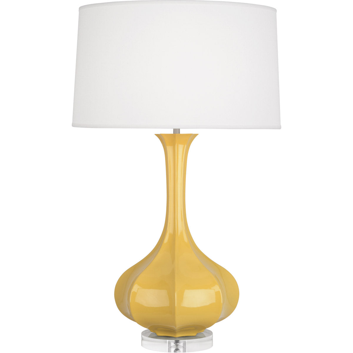 Robert Abbey  Sunset Pike Table Lamp in Sunset Yellow Glazed Ceramic with Lucite Base SU996