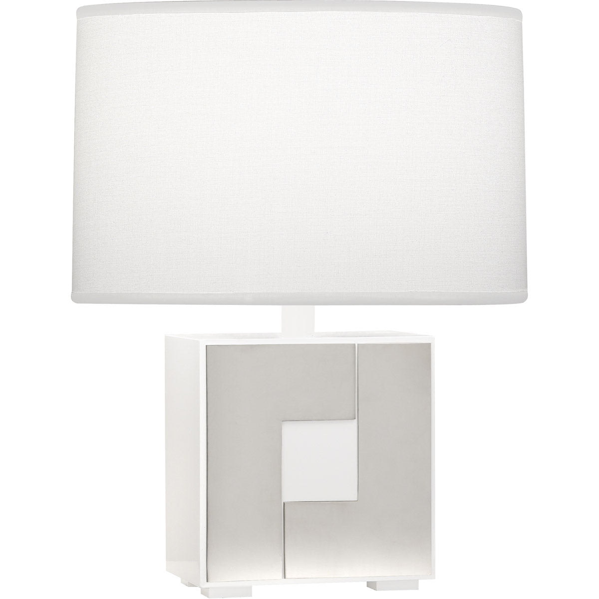 Robert Abbey  Blox Table Lamp in White Enamel Finish with Polished Nickel Accents WH578