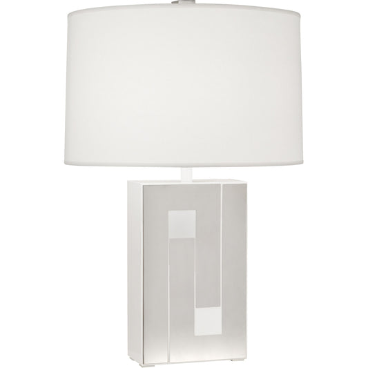 Robert Abbey  Blox Table Lamp in White Enamel Finish with Polished Nickel Accents WH579